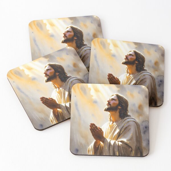 Item preview, Jesus Praying Under Rain Heavenly Glow Christian Faith Art designed and sold by stylishdzign.