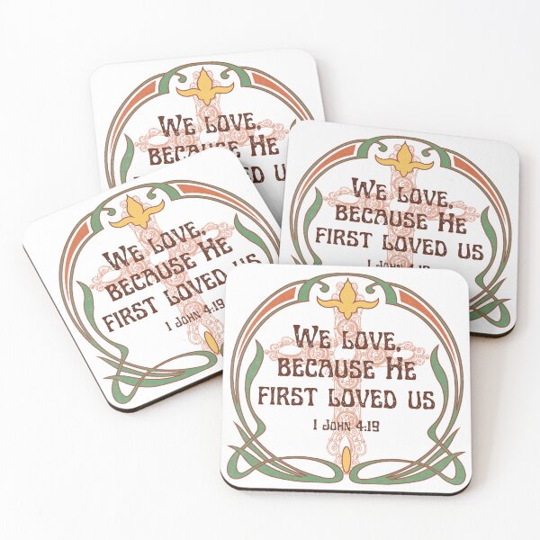 Item preview, We Love Because He First Loved Us | 1 John 4:19 Art Nouveau Design designed and sold by Stella Maris Designs.