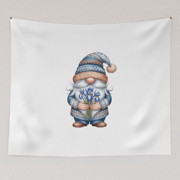 Item preview, Gnome Holding Blue Flowers designed and sold by jkrphoto.