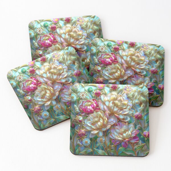 Item preview, Peonies Flowers Stained Glass  designed and sold by MargaretWiktor.