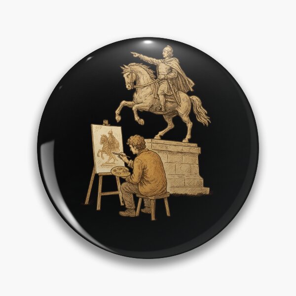 Item preview, Medieval Knight on Horse Statue Artist Painting Vintage designed and sold by Virelo.