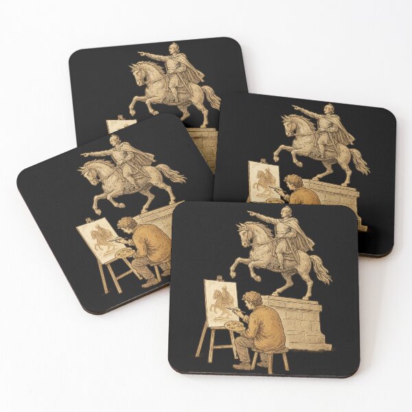 Item preview, Medieval Knight on Horse Statue Artist Painting Vintage designed and sold by Virelo.