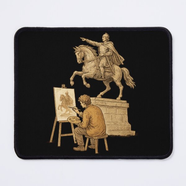 Item preview, Medieval Knight on Horse Statue Artist Painting Vintage designed and sold by Virelo.