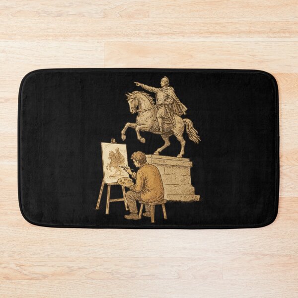 Item preview, Medieval Knight on Horse Statue Artist Painting Vintage designed and sold by Virelo.