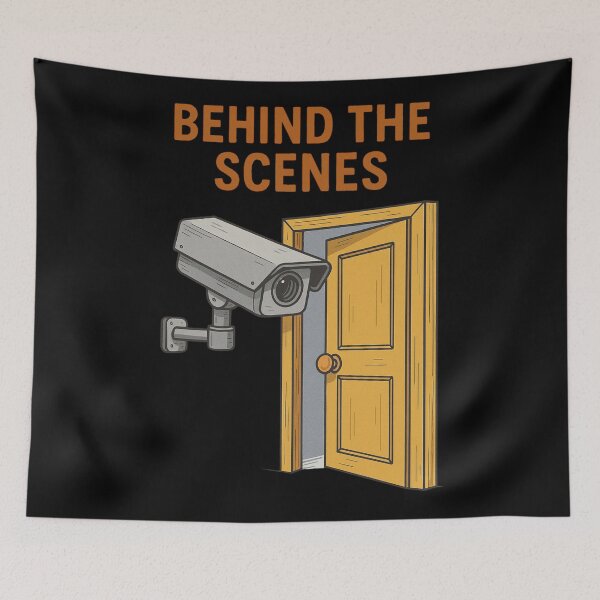 Item preview, Behind The Scenes Security Camera Cartoon Joke designed and sold by Virelo.