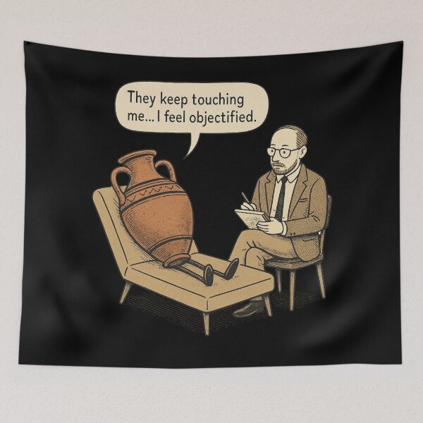 Item preview, Funny Therapy Pun I Feel Objectified Vase Cartoon designed and sold by Virelo.