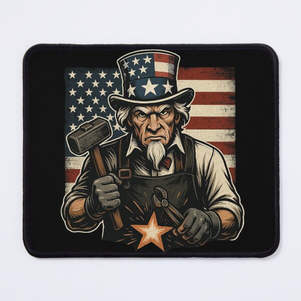 Item preview, Patriotic Metalworker Art With Hammer And Anvil designed and sold by Virelo.