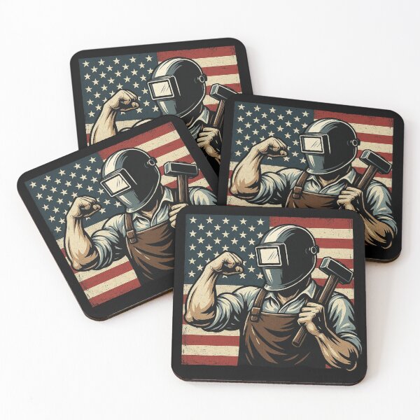 Item preview, Strong Blacksmith With Hammer Patriotic USA Forge Design designed and sold by Virelo.