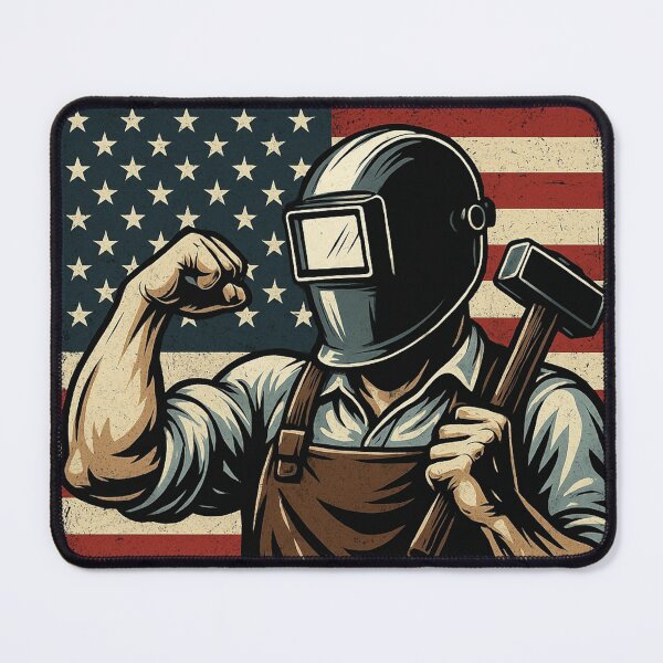 Item preview, Strong Blacksmith With Hammer Patriotic USA Forge Design designed and sold by Virelo.