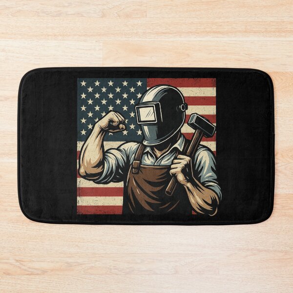Item preview, Strong Blacksmith With Hammer Patriotic USA Forge Design designed and sold by Virelo.