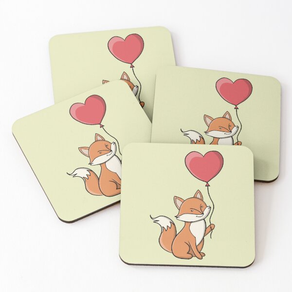 Item preview, Cute Fox Holding a Red Heart Balloon designed and sold by shopdiego.