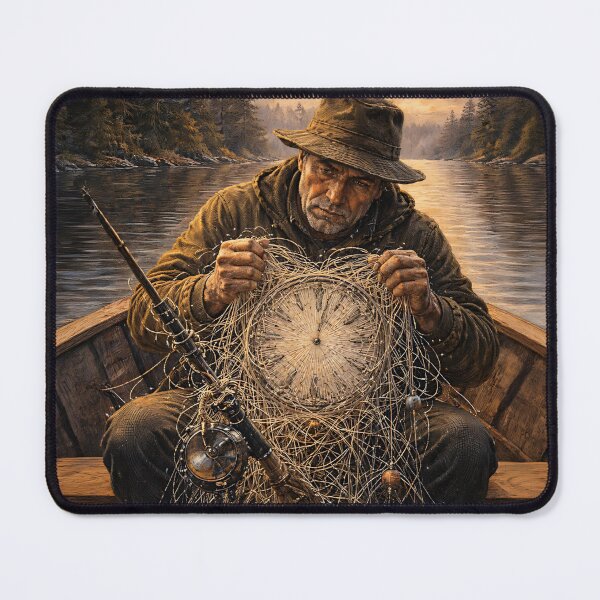 Item preview, Vintage Angler Tangled Line Clock designed and sold by EimSol.