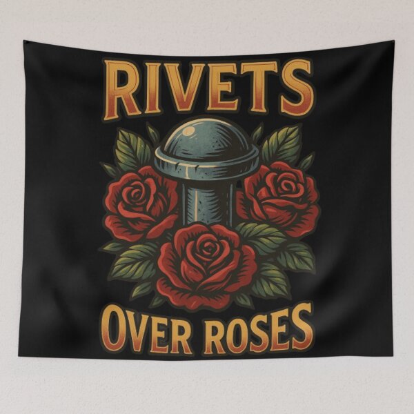 Item preview, Rivets Over Roses Vintage Metalworking Badge For Dad designed and sold by Virelo.