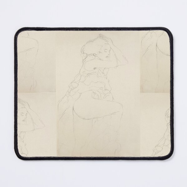 Item preview, Nach Rechts Semi Nude Facing Right by Gustav Klimt: Minimalist Line Art Poster designed and sold by artofuniverse.