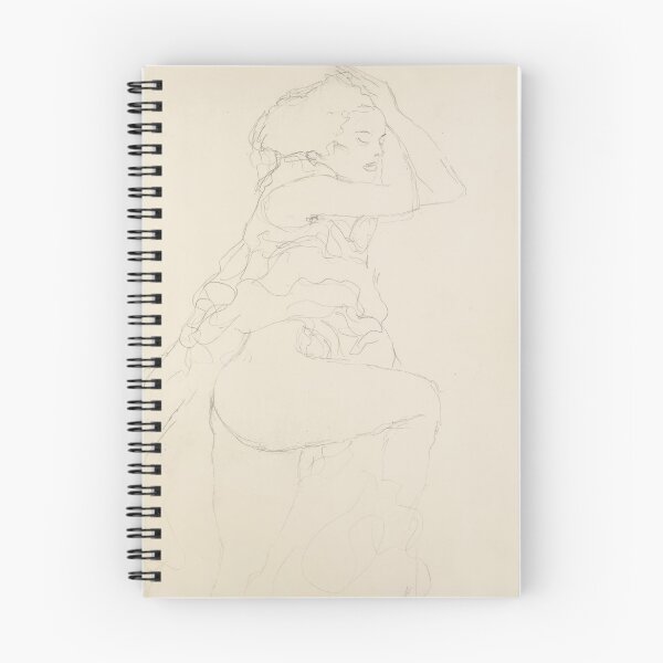 Item preview, Nach Rechts Semi Nude Facing Right by Gustav Klimt: Minimalist Line Art Poster designed and sold by artofuniverse.