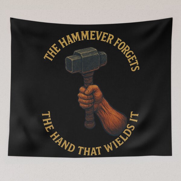 Item preview, Blacksmith Forge Emblem The Hammer Never Forgets designed and sold by Virelo.