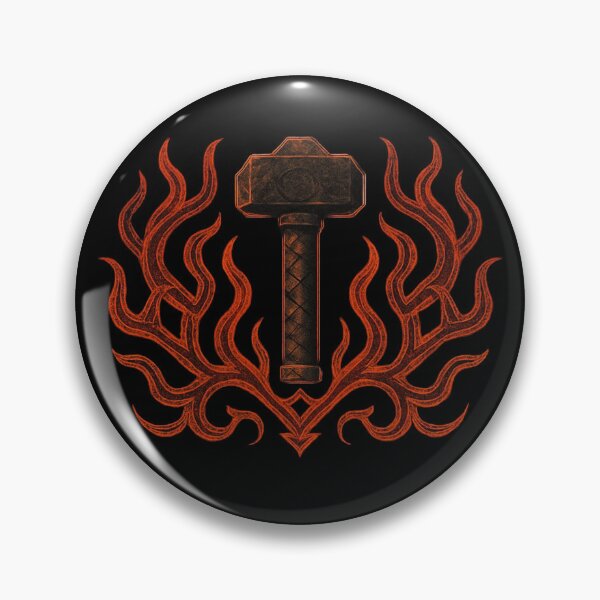 Item preview, Forged Hammer With Flames Blacksmith Symbol Design designed and sold by Virelo.