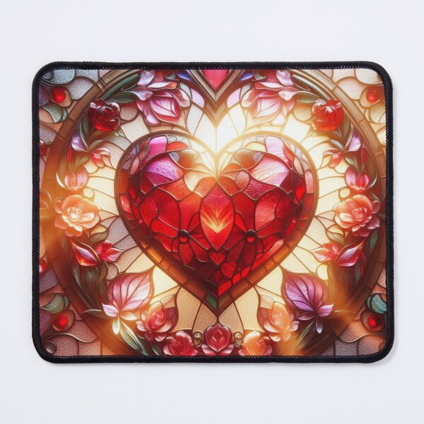 Item preview, Intricate Stained Glass Heart – Romantic Ruby Window Art designed and sold by ashokreddy343.