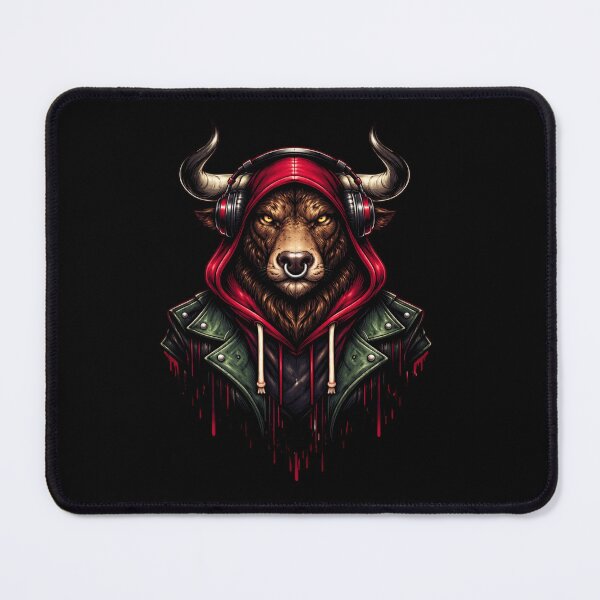 Item preview, Podcast Power Bull with Headphones – Studio Creator Streetwear Animal Art designed and sold by ColorSplash123.