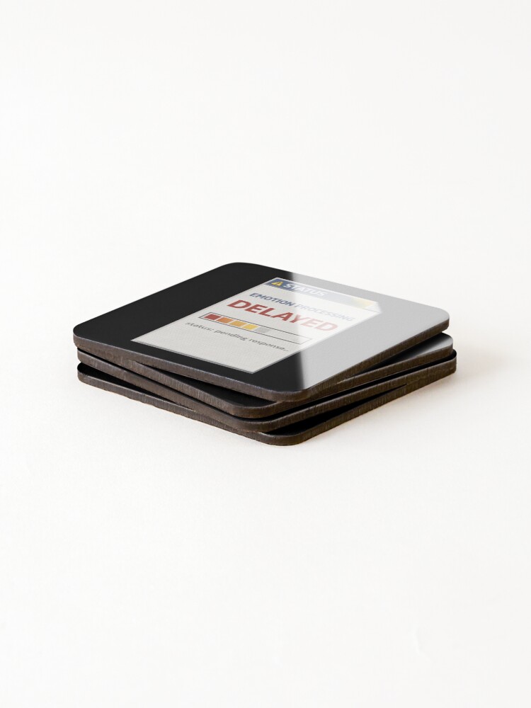Thumbnail 4 of 5, Coasters (Set of 4), Emotion Processing Delayed – Retro System Status Humor Design designed and sold by QuotesTeesStore.