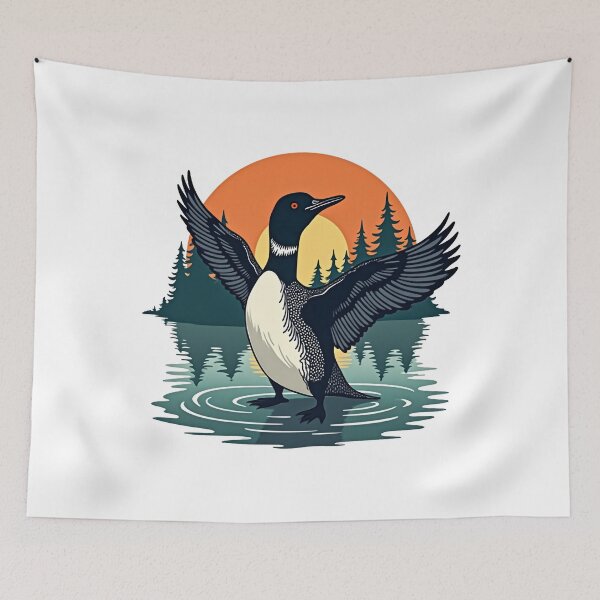 Item preview, Minnesota State Bird - rebel Loon Sunset Lake - Vintage Wildlife designed and sold by The Grumpy Pet Club.