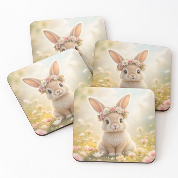 Item preview, Super cute bunny with a flower wreath on its head designed and sold by MarionsArt.