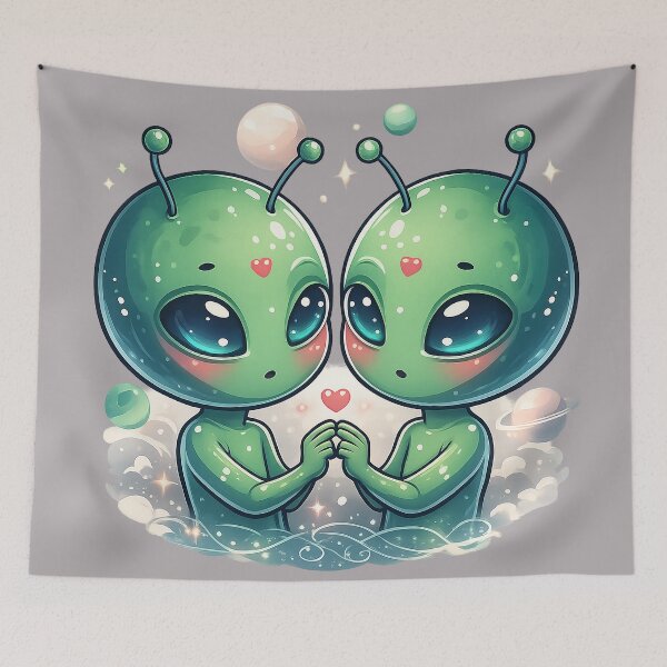 Item preview, Cute Alien Valentines - Sci Fi Lovers Valentine's Day designed and sold by FriskyLemur.