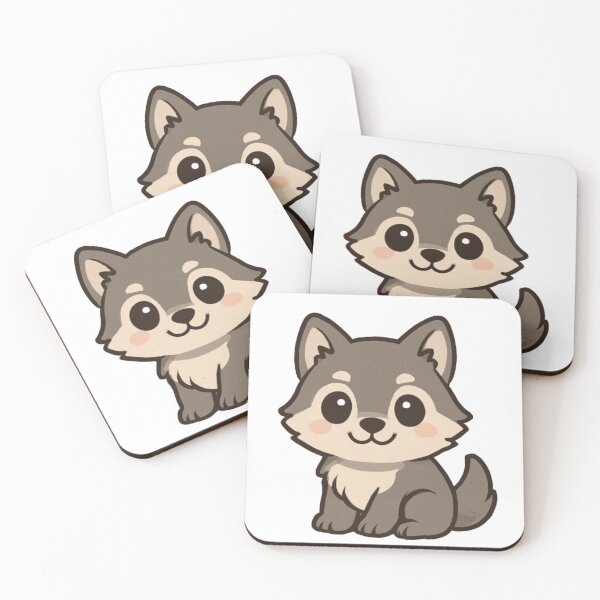 Item preview, Cute Wolf Pup – Kawaii Whimsical Art designed and sold by GreenArtMA.