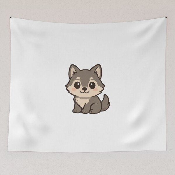 Item preview, Cute Wolf Pup – Kawaii Whimsical Art designed and sold by GreenArtMA.