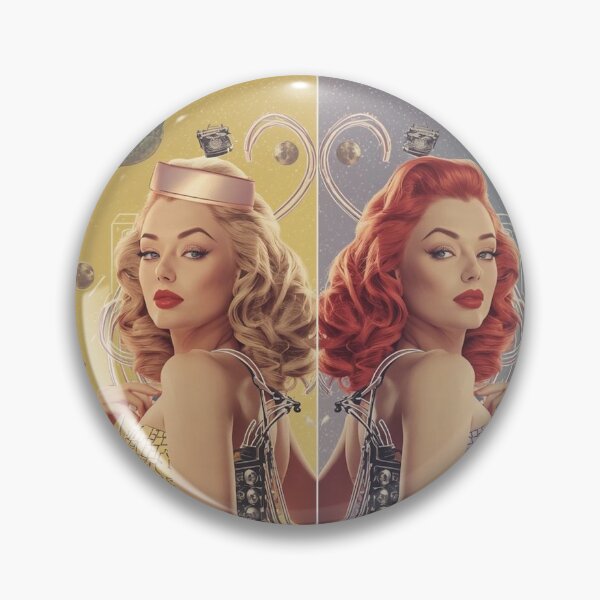 Item preview, Cyber-Glam Twins: Retro-Futuristic 1950s Pin-Up & Circuit Board Art designed and sold by MissSaylor.