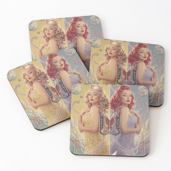 Item preview, Cyber-Glam Twins: Retro-Futuristic 1950s Pin-Up & Circuit Board Art designed and sold by MissSaylor.
