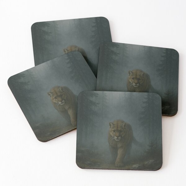 Item preview, Silent Hunter – Mountain Lion in Misty Forest designed and sold by VandVArt.