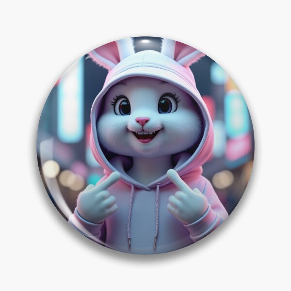 Item preview, Cute Pink Bunny Middle Finger - Sweet But Savage - Urban Streetwear designed and sold by The Grumpy Pet Club.