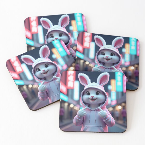 Item preview, Cute Pink Bunny Middle Finger - Sweet But Savage - Urban Streetwear designed and sold by The Grumpy Pet Club.