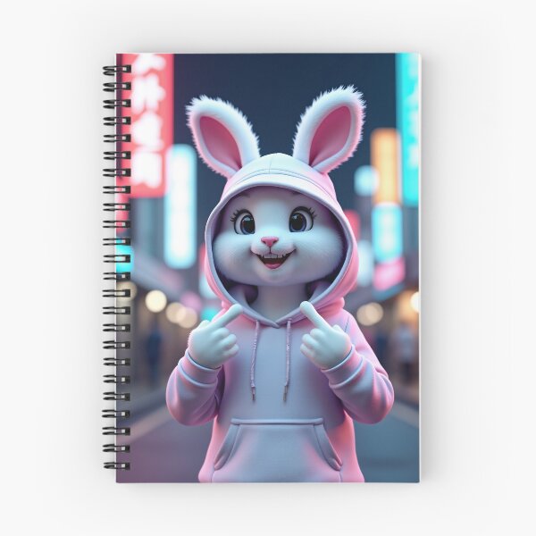 Item preview, Cute Pink Bunny Middle Finger - Sweet But Savage - Urban Streetwear designed and sold by The Grumpy Pet Club.