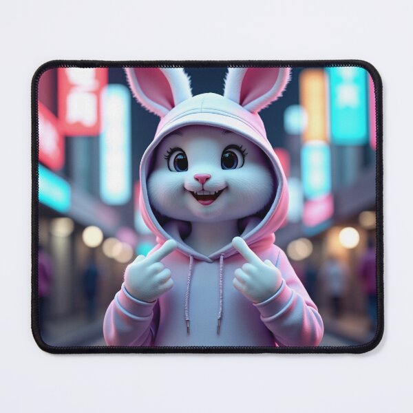 Item preview, Cute Pink Bunny Middle Finger - Sweet But Savage - Urban Streetwear designed and sold by The Grumpy Pet Club.
