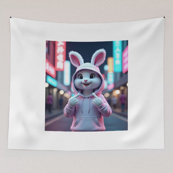 Item preview, Cute Pink Bunny Middle Finger - Sweet But Savage - Urban Streetwear designed and sold by The Grumpy Pet Club.