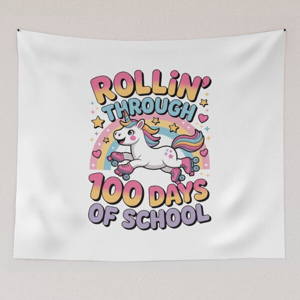 Item preview, Rollin' Through 100 Days Of School Unicorn Skater designed and sold by CORJIDOG-ART.