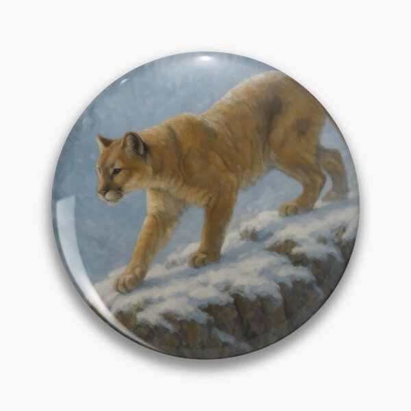 Item preview, Winter Ascent – Mountain Lion in Snowy Mountains designed and sold by VandVArt.