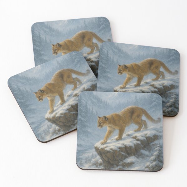 Item preview, Winter Ascent – Mountain Lion in Snowy Mountains designed and sold by VandVArt.
