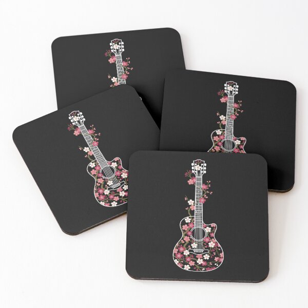 Item preview, Cherry Blossom Floral Guitar Silhouette designed and sold by MANA-Goods.