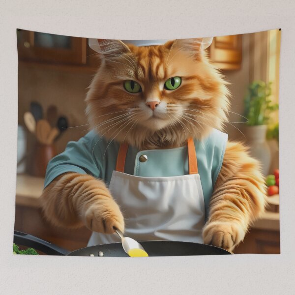 Item preview, Cat chef in the kitchen. designed and sold by MyHappyArtShop.