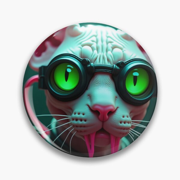 Item preview, Cyberpunk Sphynx Cat - Toxic Green Goggles & Pink Slime - Bio-Punk Art designed and sold by The Grumpy Pet Club.