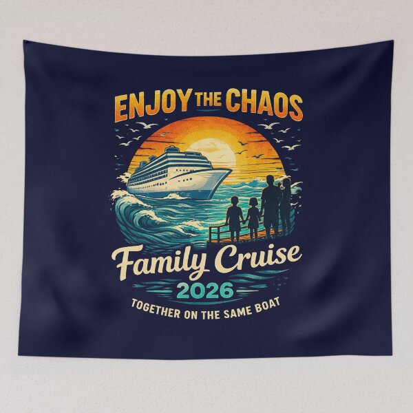 Item preview, Enjoy The Chaos Family Cruise 2026 Retro Sunset Vacation T-Shirt designed and sold by Blastive .