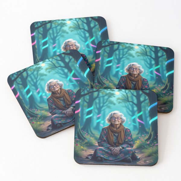 Item preview, Forest Glow Portrait – surreal calm meets neon dream energy in magical woods designed and sold by FotoworldEdel.