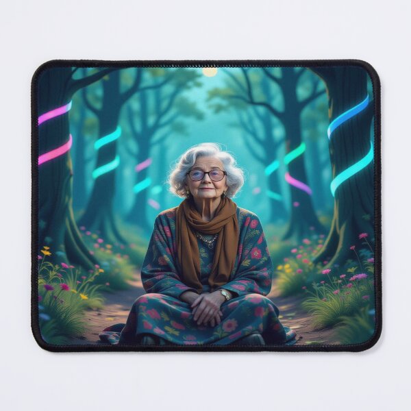 Item preview, Forest Glow Portrait – surreal calm meets neon dream energy in magical woods designed and sold by FotoworldEdel.