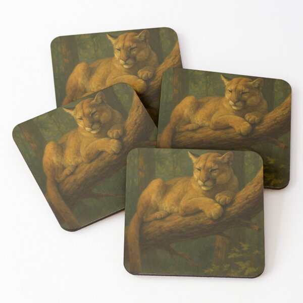 Item preview, Forest Watcher – Resting Mountain Lion in Woodland Canopy designed and sold by VandVArt.