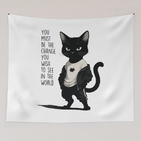 Item preview, Fierce Black Cat Be The Change Quote - Inspirational Design designed and sold by OuSfian1.