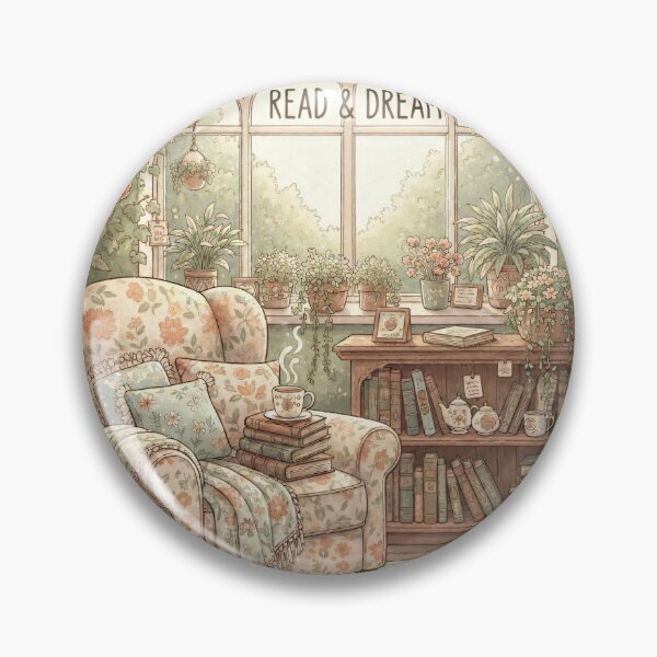 Item preview, The Reader's Secret Garden: Cozy Cottagecore Reading Nook with Sleeping Cat and Tea designed and sold by Dancosta40.