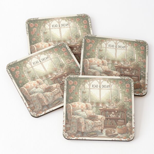 Item preview, The Reader's Secret Garden: Cozy Cottagecore Reading Nook with Sleeping Cat and Tea designed and sold by Dancosta40.